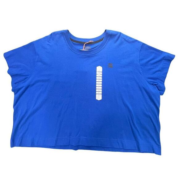 AKHG x Duluth Trading Co Crosshaul Elbow Sleeve Crop Tee, Sapphire, size 3X - Picture 1 of 12